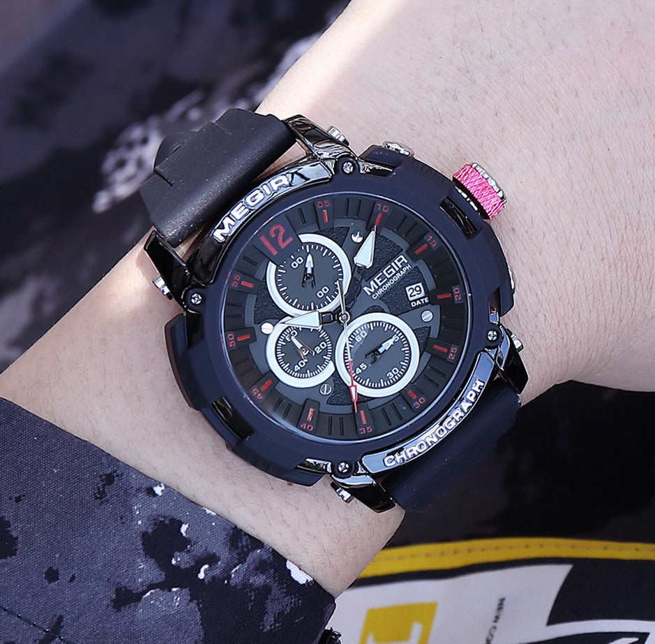 MEGIR Fashion Military Watch for Men Top Luxury Sport Quartz Chronograph Waterproof Male Clock Wristwatch Silicone Reloj Hombre