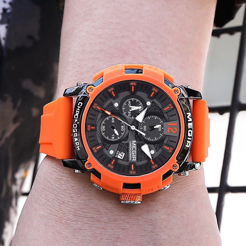 MEGIR Fashion Military Watch for Men Top Luxury Sport Quartz Chronograph Waterproof Male Clock Wristwatch Silicone Reloj Hombre