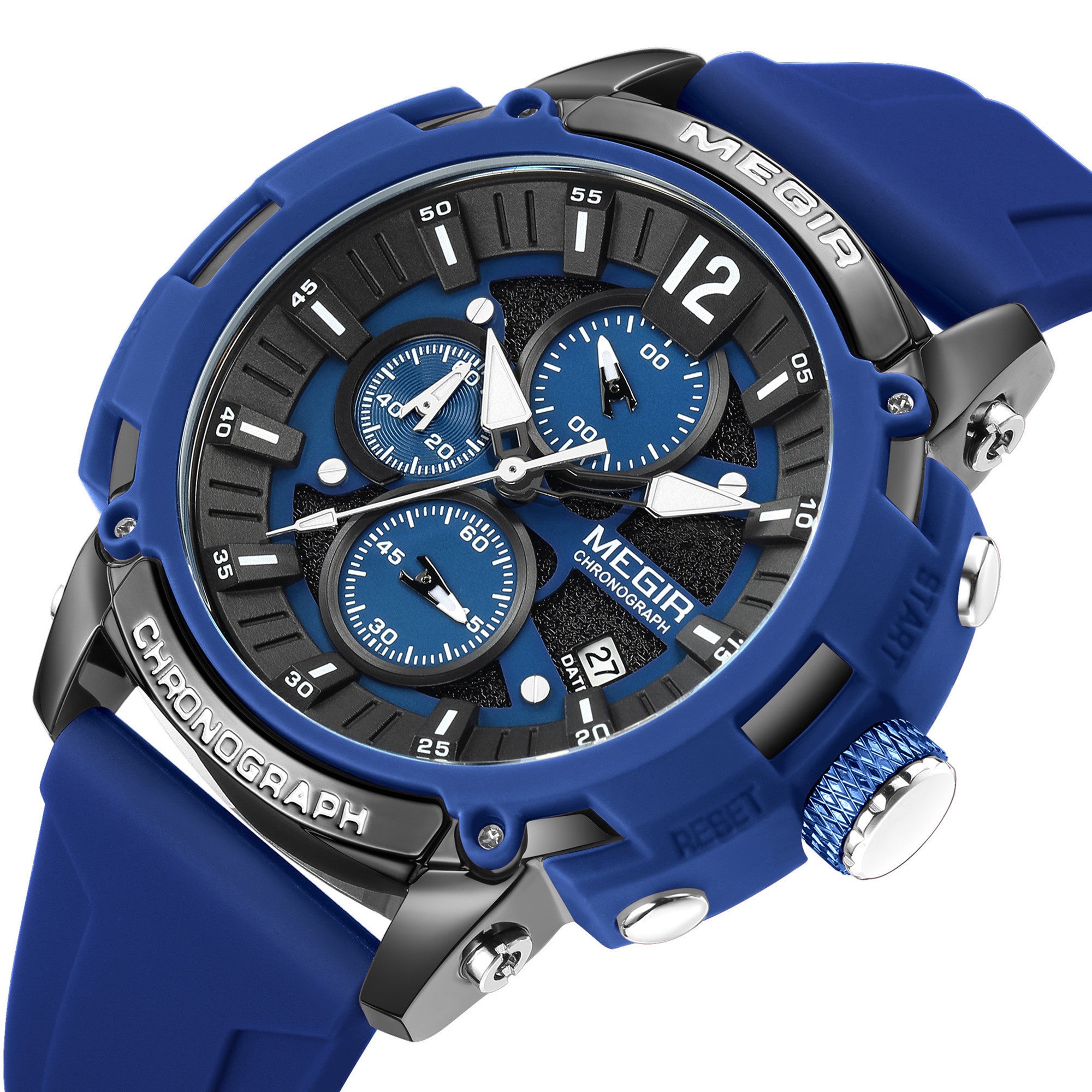 MEGIR Fashion Military Watch for Men Top Luxury Sport Quartz Chronograph Waterproof Male Clock Wristwatch Silicone Reloj Hombre