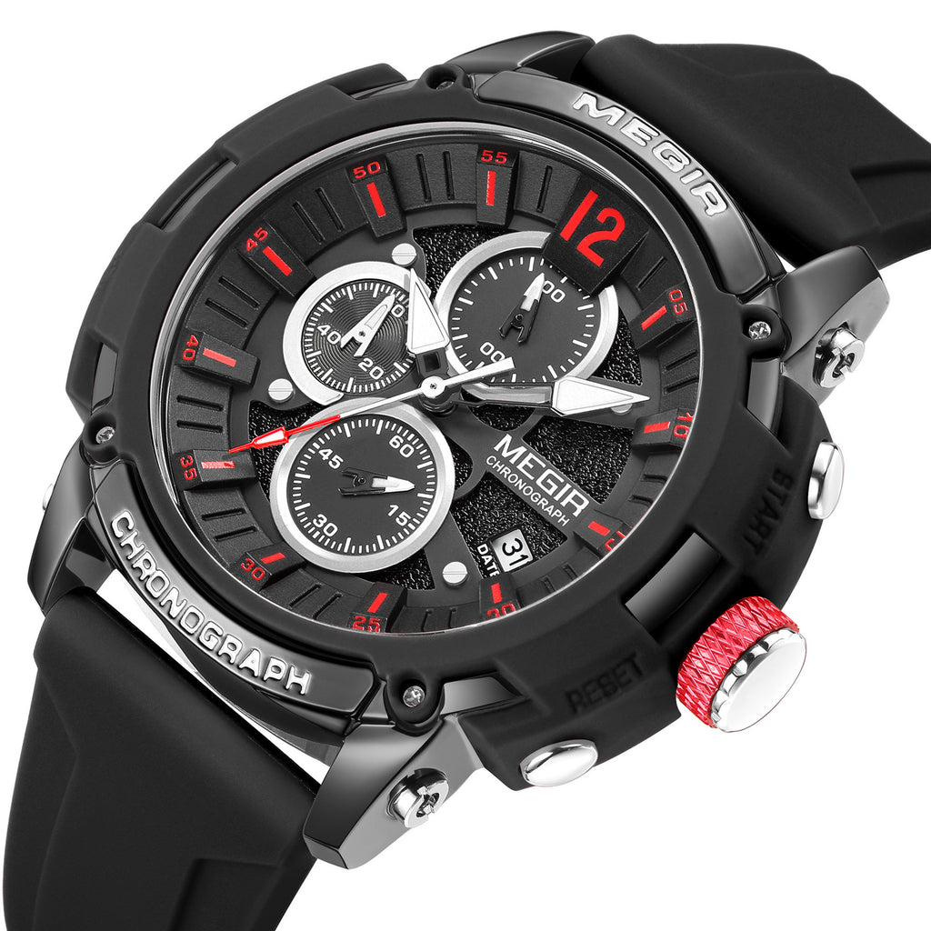 MEGIR Fashion Military Watch for Men Top Luxury Sport Quartz Chronograph Waterproof Male Clock Wristwatch Silicone Reloj Hombre