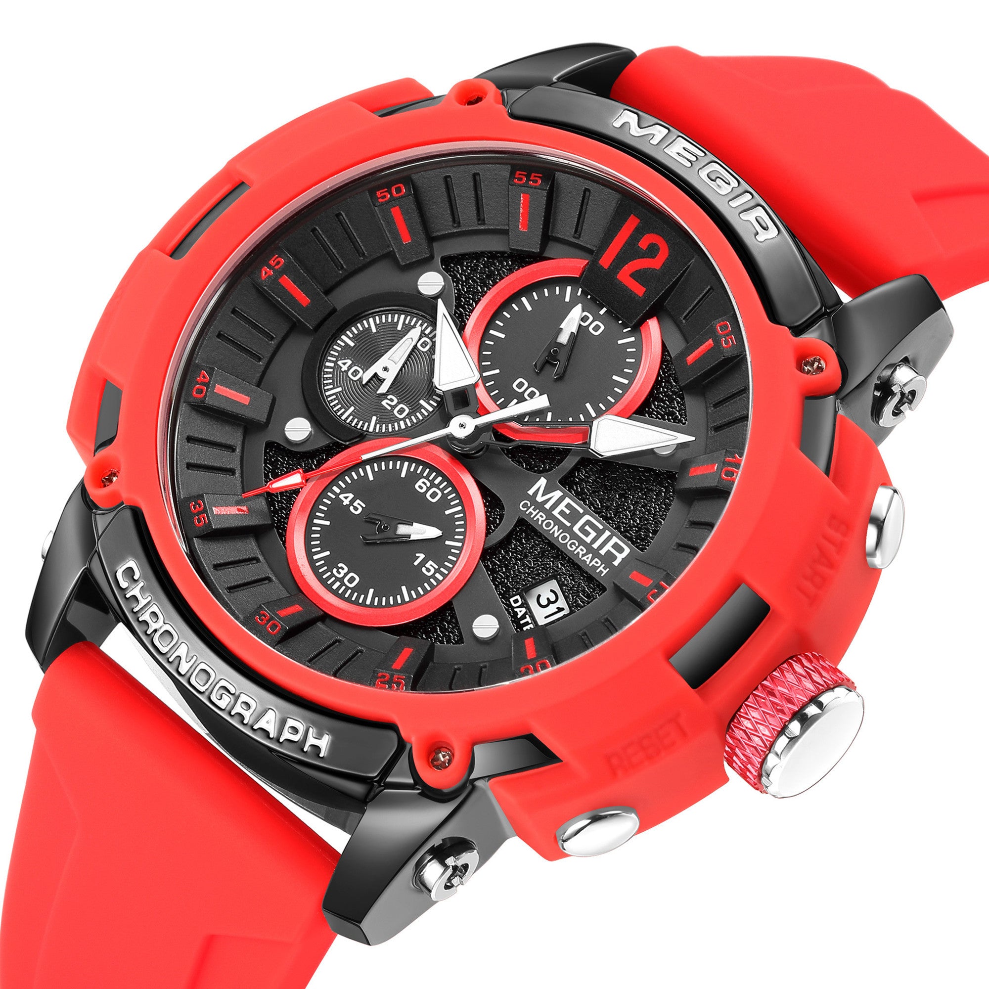 MEGIR Fashion Military Watch for Men Top Luxury Sport Quartz Chronograph Waterproof Male Clock Wristwatch Silicone Reloj Hombre