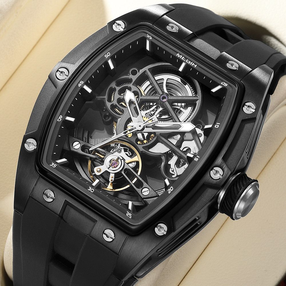 MEGIR 100% Original Fashion Men Watches Automatic Mechanical Watch Steel Case Sport Skeleton Wristwatch Waterproof Clock Reloj Hombre