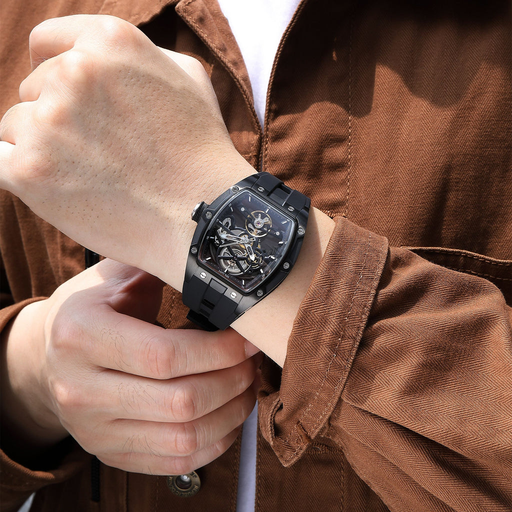 MEGIR 100% Original Fashion Men Watches Automatic Mechanical Watch Steel Case Sport Skeleton Wristwatch Waterproof Clock Reloj Hombre