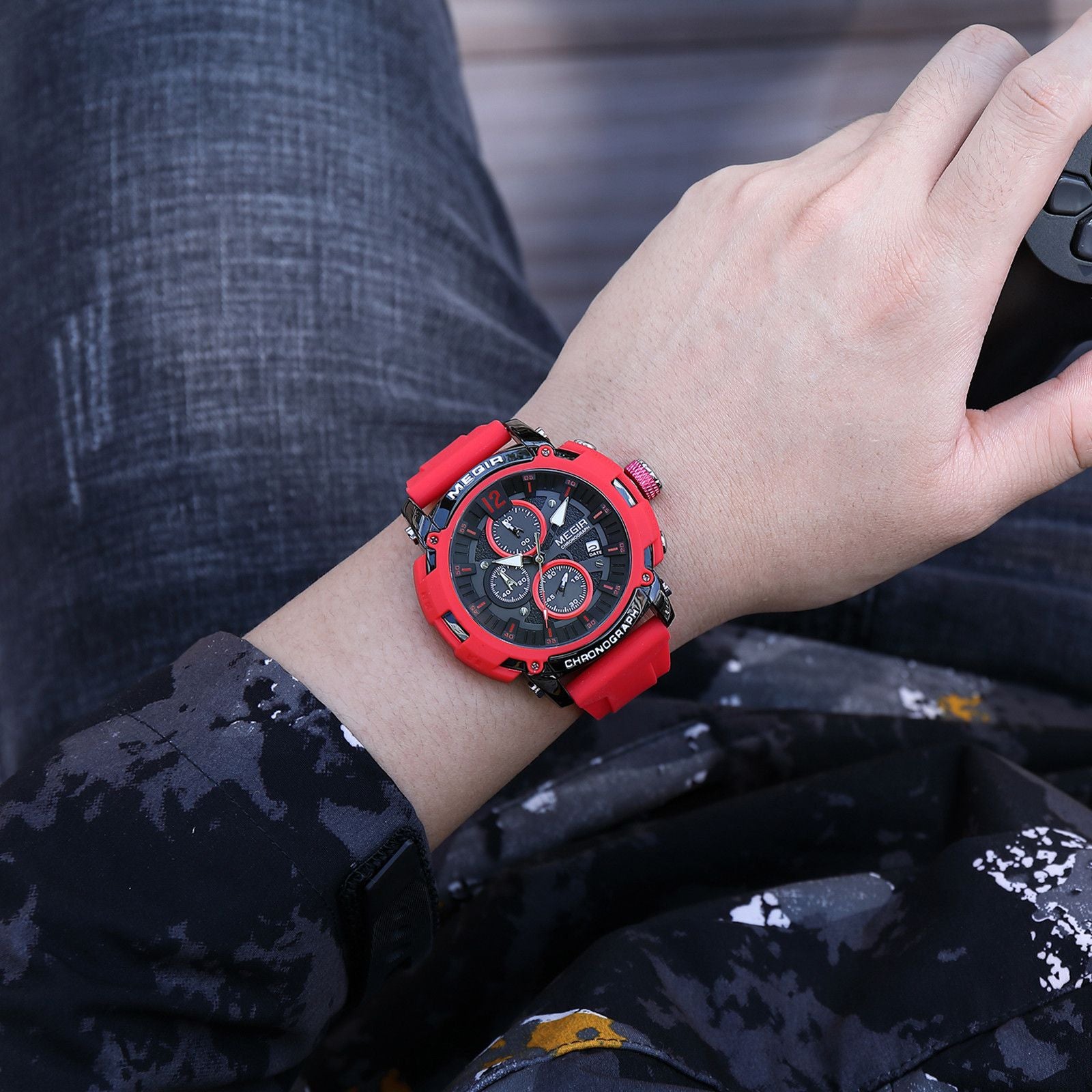 MEGIR Fashion Military Watch for Men Top Luxury Sport Quartz Chronograph Waterproof Male Clock Wristwatch Silicone Reloj Hombre