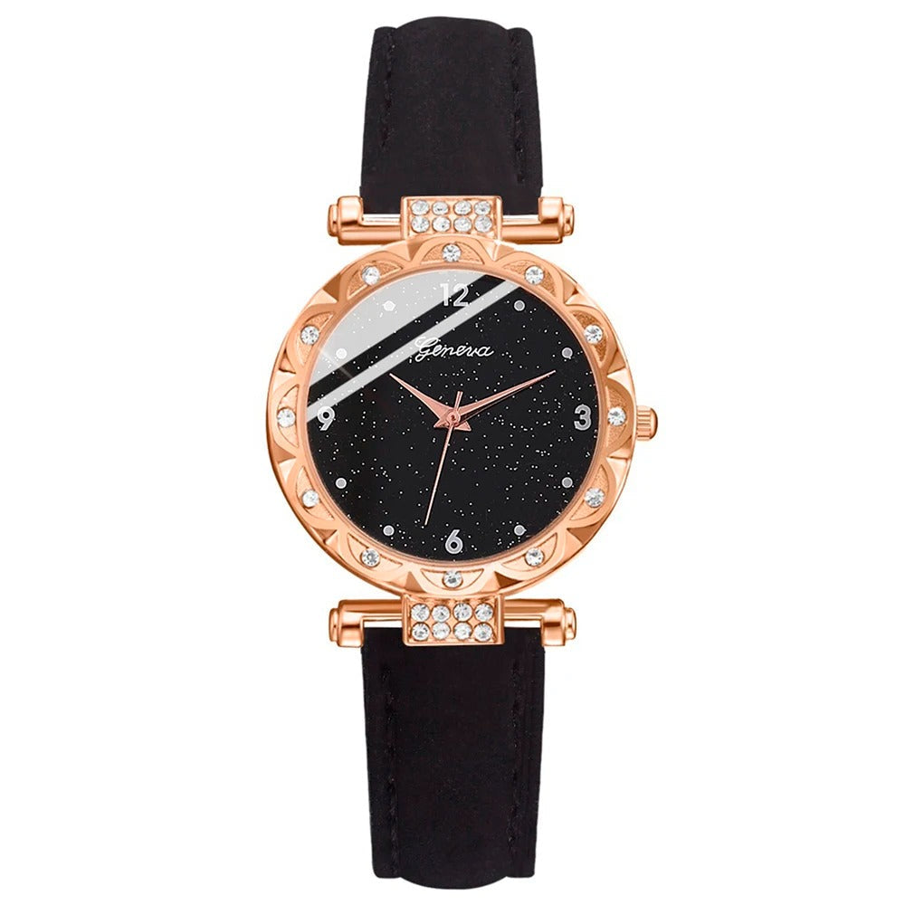Luxury Womens Rhinestone Quartz Watch Set (5-Piece)