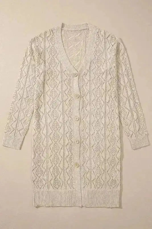 Elegant Eggshell Cable Cardigan