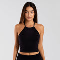 6026 - Women's Cropped Neck-Tie Halter Top